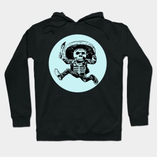 Halloween, Calavera with Machete - Pale Blue and Black Hoodie